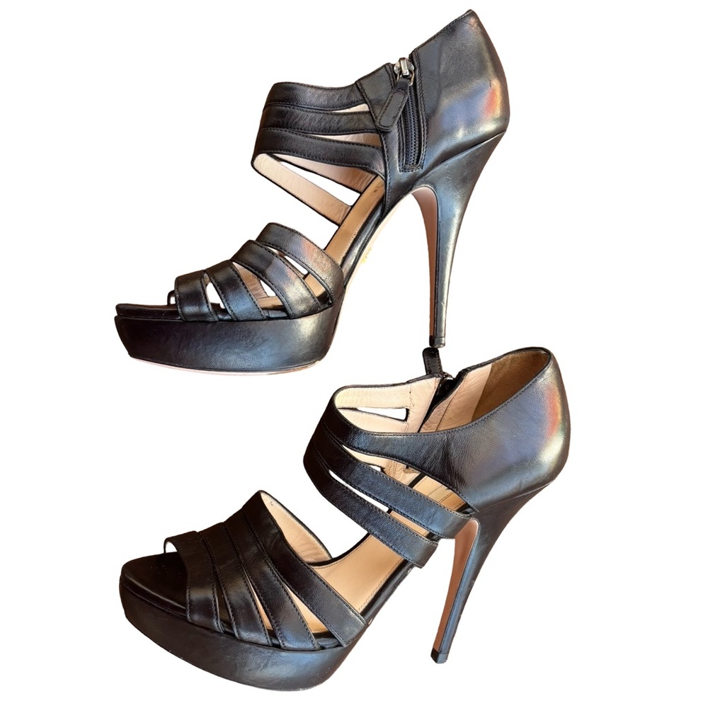 👑 Prada 5” Black Leather High Heels - Picture 9 of 11